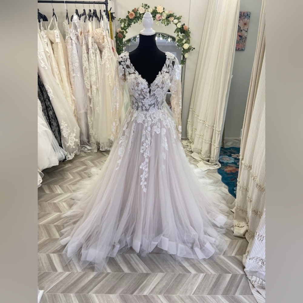 Allure 22935 Floral Lace Long Sleeve Ball Gown